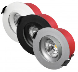 Velg mellom ELKO Bright-downlights i hvit, sort eller aluminium.